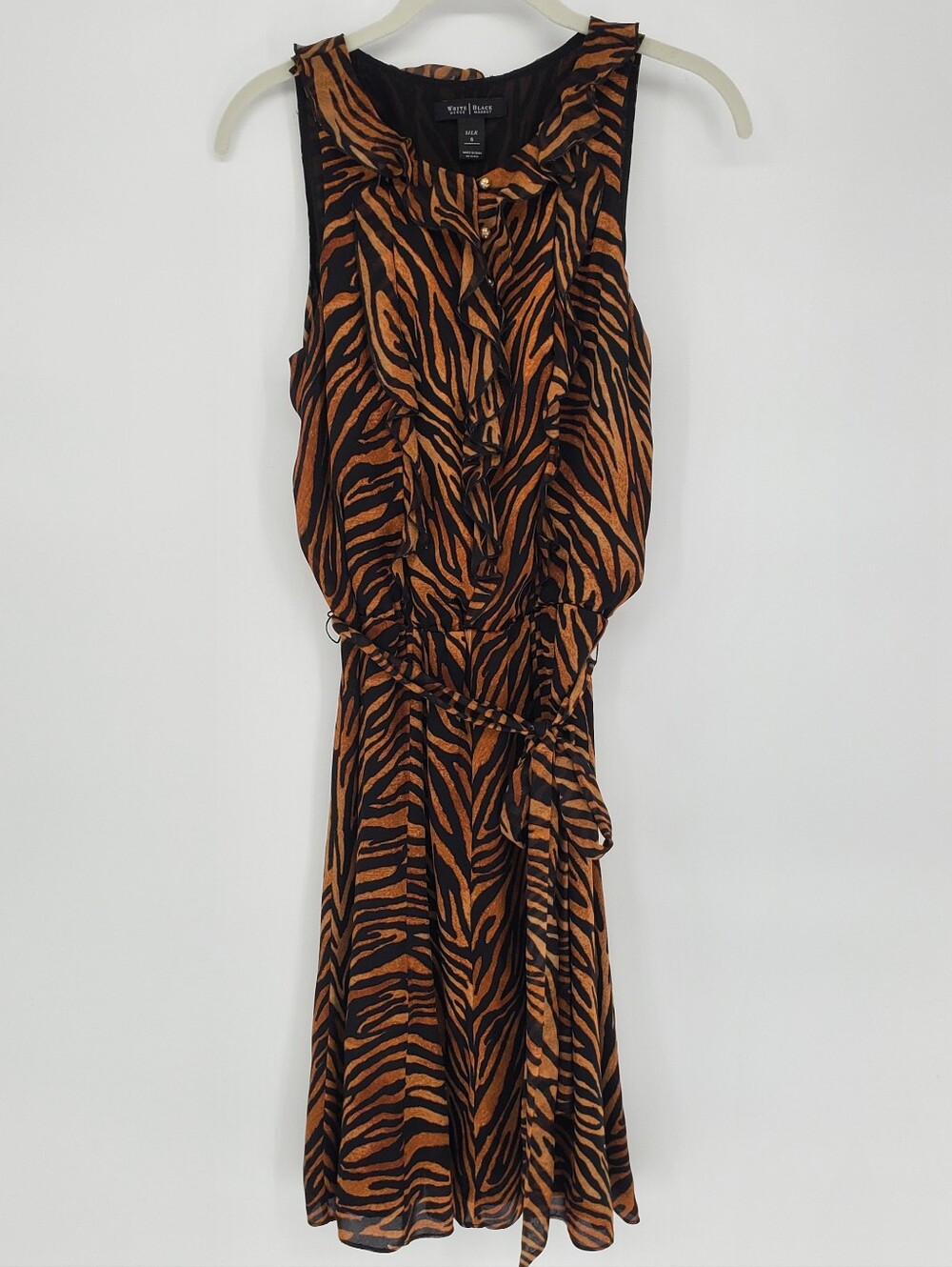 White House Black Market Silk Zebra Print Sleeveless Dress - Size 6
